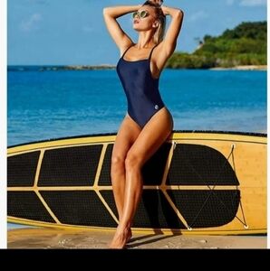 Baleaf  navy  1 piece swim wear beach vacation  tropical